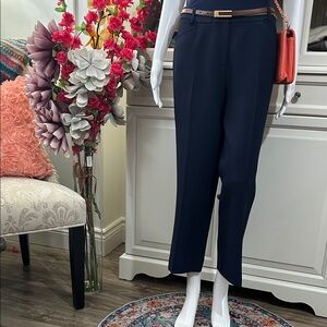 Michael Kors Navy Cropped Straight-Leg Trousers